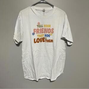 Brisco women’s White Graphic love T-Shirt with Colorful Text size XL